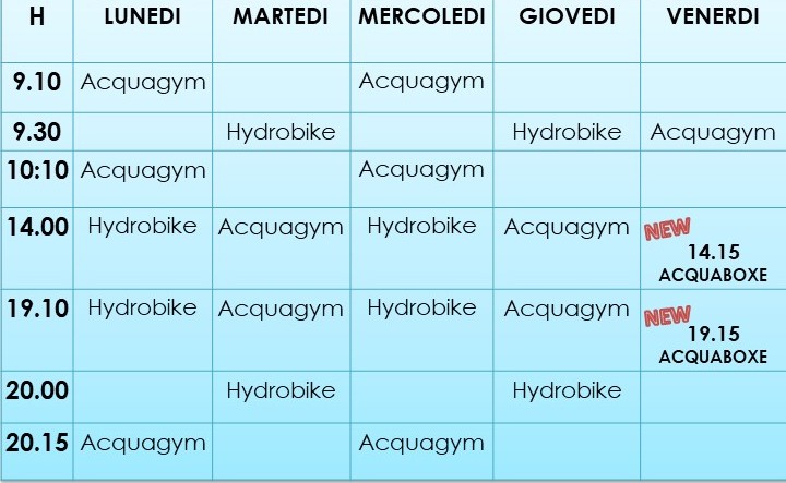 ACQUAFITNESS ORARI marzo 2023